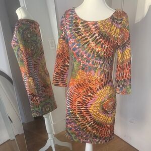 Sunny Girl Multicolor 3/4 Sleeve Dress
